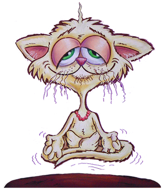 pastel cartoon yogi cat 